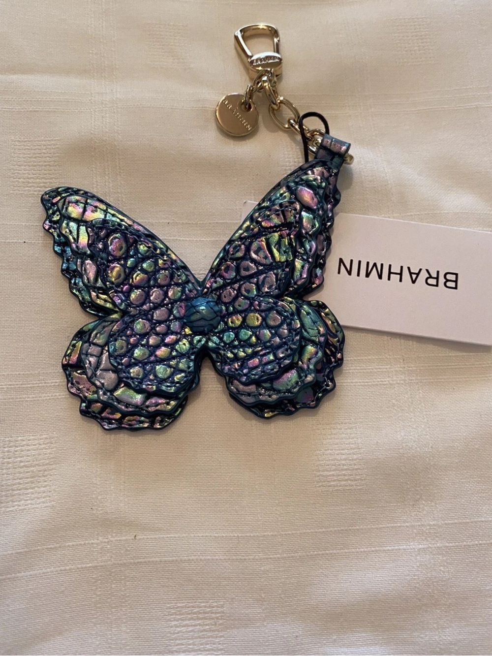 NWT BRAHMIN  BLUE TOPAZ BUTTERFLY 3D Bag charm, Key Fob, tassel